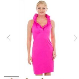 Gretchen Scott Jersey Ruffneck Sleeveless Dress Pink Size L